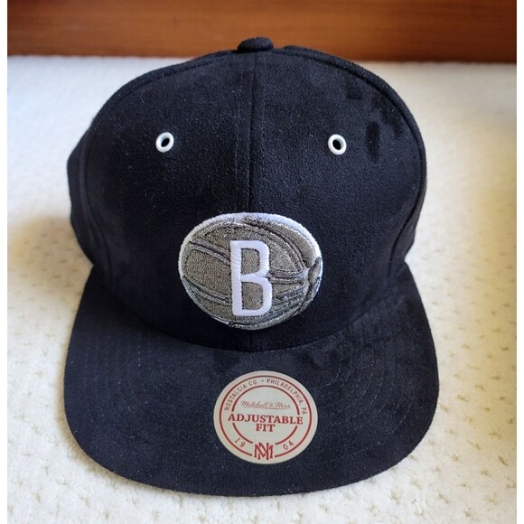 NWT Brooklyn Nets Mitchell & Ness Oreo Hook Up Snapback Black Faux suede hat cap - Picture 1 of 7
